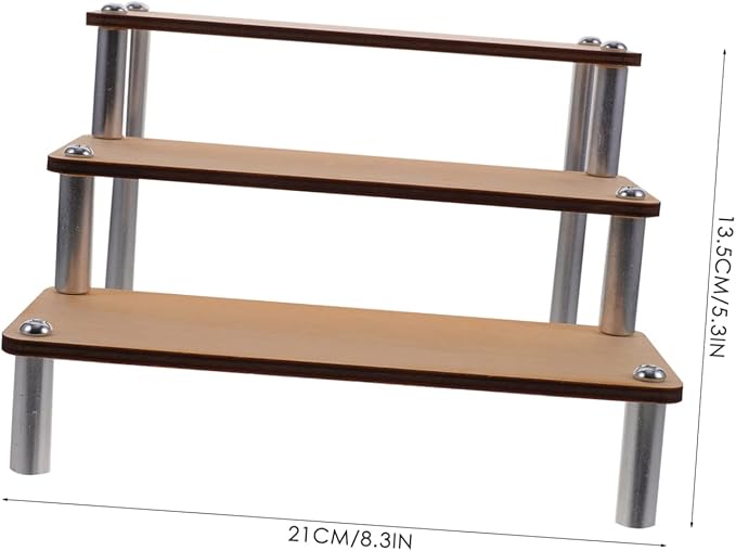 Mobestech Wooden Makeup Organizer Display Stand Riser Shelf Arc Corners Model Display Rack for Home Store