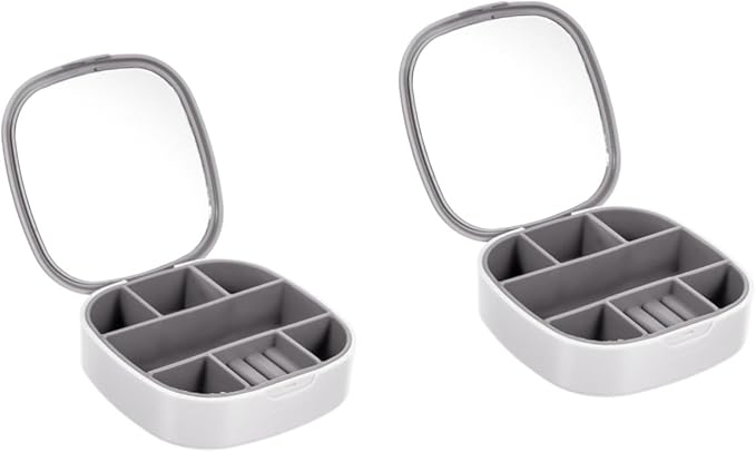 LIFKOME 2pcs Box Jewelry Box Mirror Travel Case for Jewelry Organizer Pu Watch Storage Earrings Holder Makeup Organizer Case