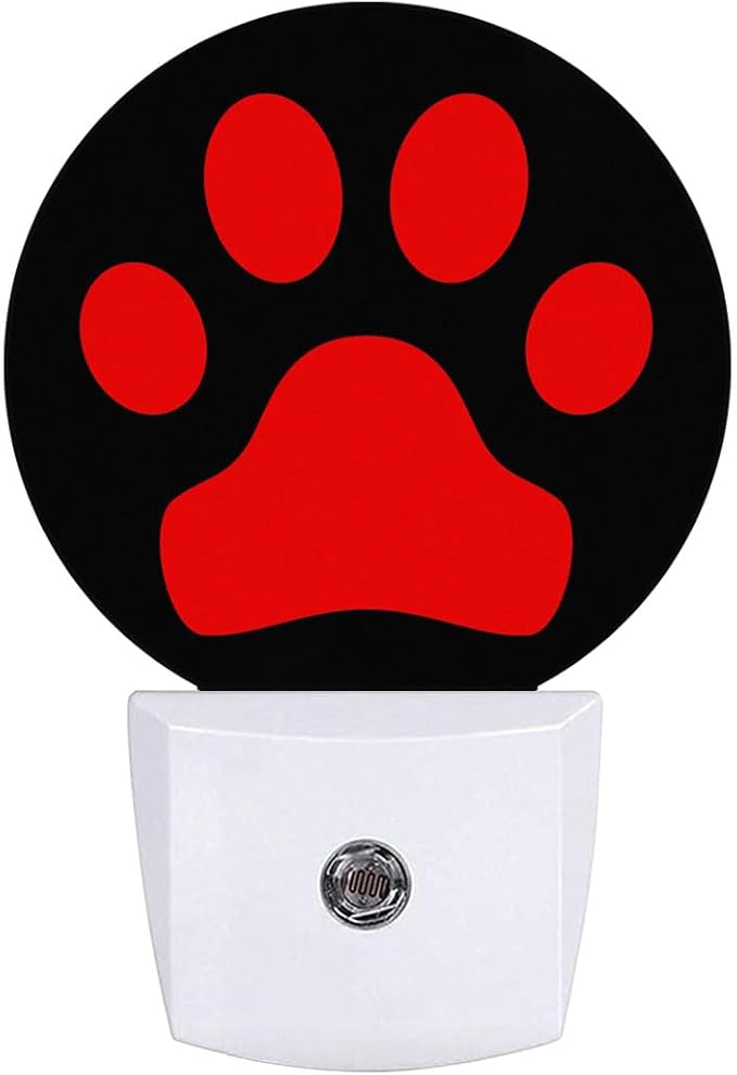 Red Black Dog Paw Night Light Auto Sensor Led Dusk to Dawn Lamp Home Decor for Men Women