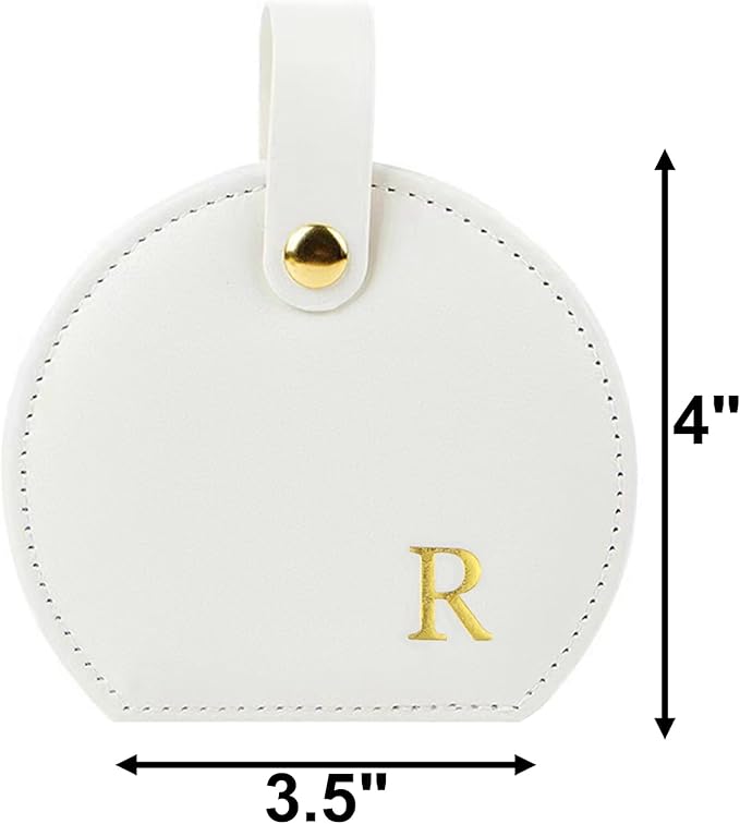 Travel Jewelry Case,Personalized Jewelry Box,Elegant Half-Moon Design with Personalized Golden Initial Case,Personalized Gifts for Women,Jewelry organizer;Personalized Gifts for Women or Friends(R)