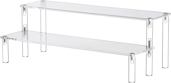 Clear Acrylic Display Riser 2 Tier Cupcake Stand Shelf for Decoration and Organizer