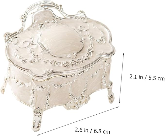 Beaupretty Vintage Jewelry Storage Box Antique Jewelry Case with Lid European Style for Rings Earrings 6.8x5.3x5.5 Inch Decorative Makeup Organizer for Living Space