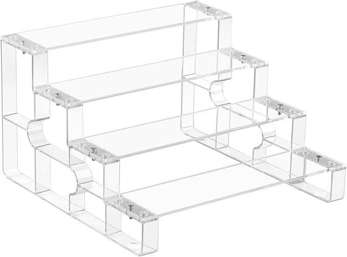 Cupcake Stand-Cake Holder,4 Tier Clear Acrylic Organizer for Decoration,Perfume Organizer for women,Dessert Shelves for Party,Display Risers Shelf for Figures (Clear, 4 Tiers-14“)