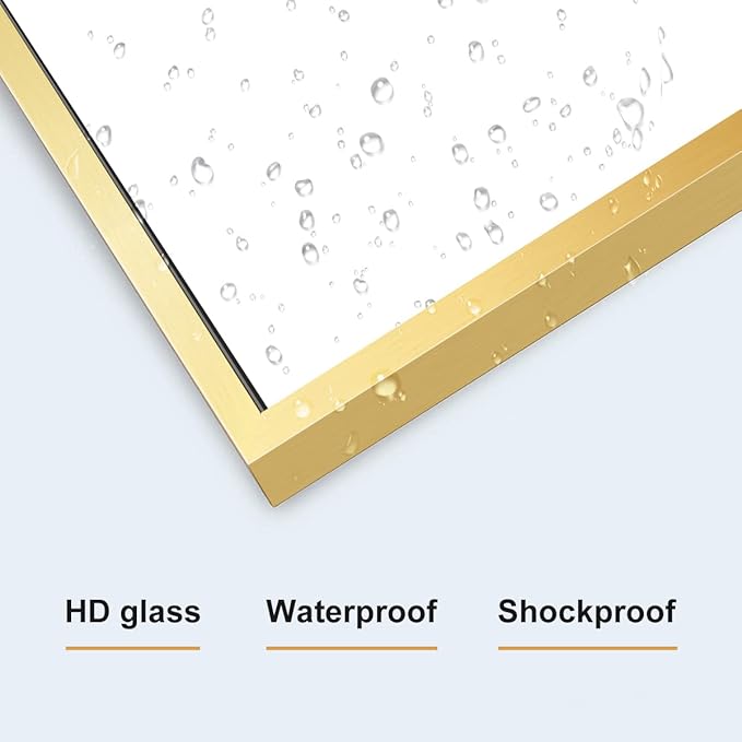Arched Wall Mirror, Gold Decorative Hanging Mirror, 30"x20" Vanity Mirror Brushed Aluminum Alloy Frame for Bathroom, Bedroom, Living Room, Entryway, Hang Vertical or Horizontal