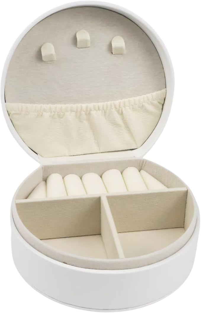 Travel Jewelry Case,Personalized Jewelry Box,Elegant Half-Moon Design with Personalized Golden Initial Case,Personalized Gifts for Women,Jewelry organizer;Personalized Gifts for Women or Friends(F)