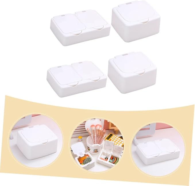 Lurrose 4pcs Simple Desktop Storage Box Diy Press Type Organizer for Jewelry Stationery and Makeup Small Bins for Students and Home Office Use