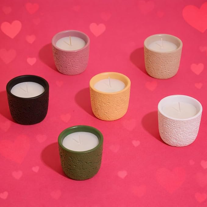 Viyffo 6 Pack Scented Candles, 2oz Mini Candles for Home Scented, Small Colorful Non Toxic Soy Candle Set with 6 Different Aromas, Luxury Home Fragrance & Cute Ceramic Spring Décor Gifts for Women
