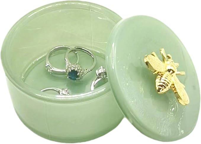Cute Glass Candy Box - Glass Jar with Lids for Storage Candy Cookie, Vintage Candy Jar Candy Dish for Office Desk Buffet,3.15x3.15x2.28 H IN-GRB019-Green