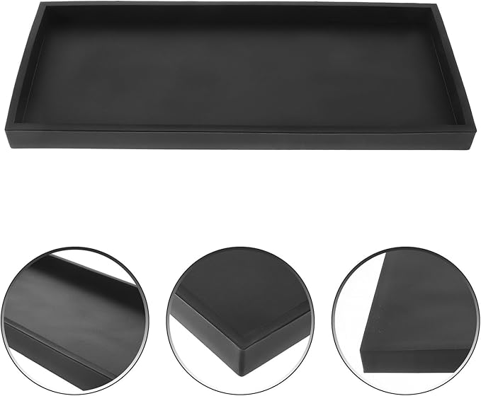 LALAFINA Silicone Vanity Tray Large Black for Bathroom Countertop Organizer, Decorative Tray for Makeup, Jewelry, Perfume, and Key Storage
