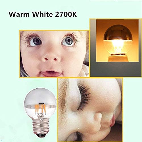 Lxcom Lighting 4W G45 Edison LED Bulb Silver Tipped Dimmable Vintage LED Filament Bulbs (4 Pack) - E26 Base G45 Antique Half Chrome, Warm White 2700K, 40W Equivalent, AC110V-130V