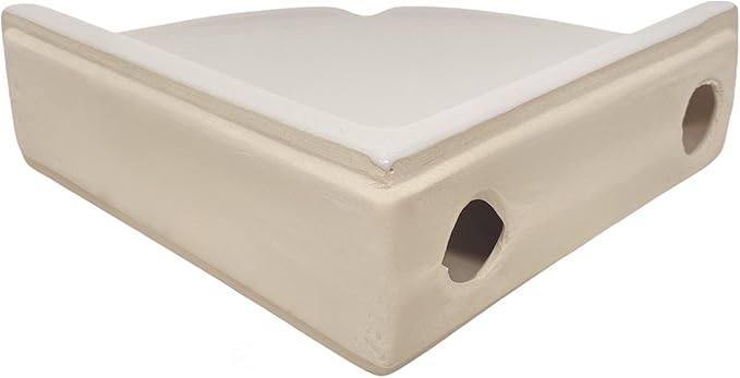 Tenedos Bone Almond Glazed Ceramic Bathroom Accessory (Large Size Corner Shower)-Not Suitable for Flat Surface Installation-Professional Installation Needed