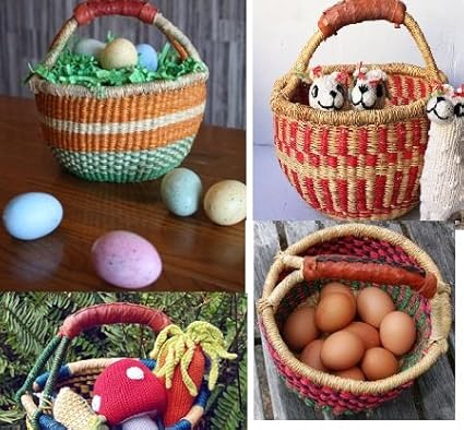 9" -11" Across Children's Small Bolga African Bolga Ghana Basket Fair Trade toys Easter Eggs basket (COLORS VARY) 1 EA