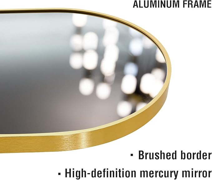OGCAU Full Length Mirror, 64"x21" Arched Full Body Mirror, Hanging, Leaning or Standing, Wall Mounted for Bedroom Living Room, Gold