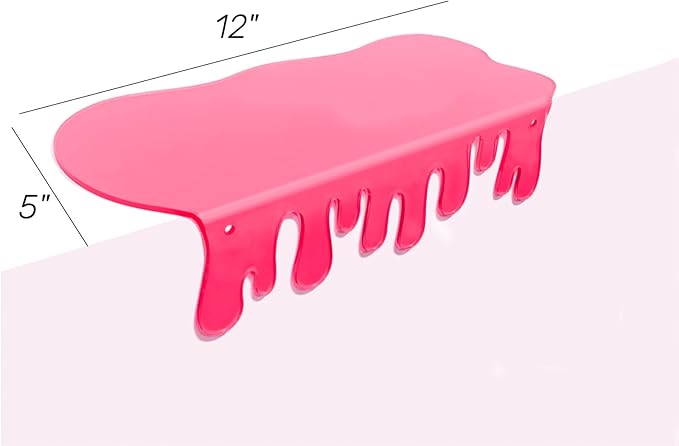 SetGame 2-Pack Acrylic Small Wall Shelves - 12 Inch Floating Shelf for Walls, Home Wall Display Ledges for Storage, Room Décor, Small Album & Items Organizer Display Dripping Wall Decor