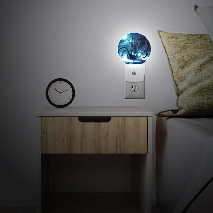 Octopus Boat Night Light Plug-in Sleep Lamp Led Dusk to Dawn Night Light for Bedroom