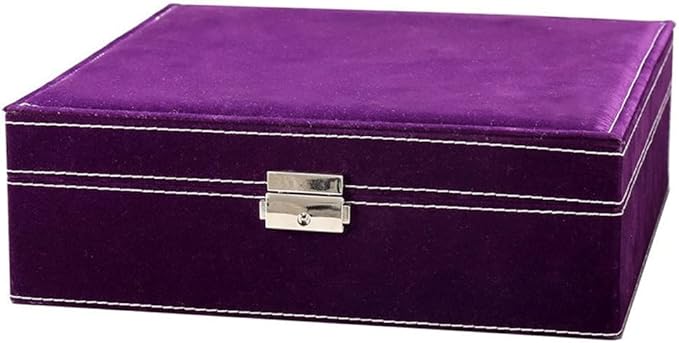 Square Jewelry Box Large Flannel Double Layers Makeup Organizer Ring Necklace Storage Jewellry