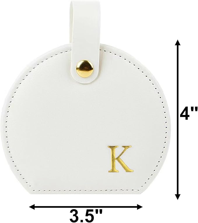Travel Jewelry Case,Personalized Jewelry Box,Elegant Half-Moon Design with Personalized Golden Initial Case,Personalized Gifts for Women,Jewelry organizer;Personalized Gifts for Women or Friends(K)