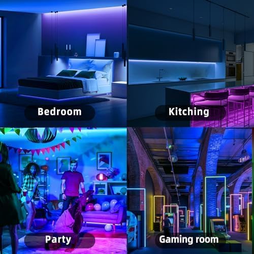 Ledagic Led Lights for Bedroom 60FT RGB Led Strip Lights Music Sync Color Changing, Dimmable Led Light Strip with Remote App Control, Super Bright Led Tape Light Room Home Gaming Accessories