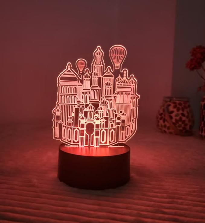 Wicked 3D Castle Illusion LED Lamp, Night Light with Color Changing Effect,Desk Lamp for Bedroom, Nursery, Playroom Décor