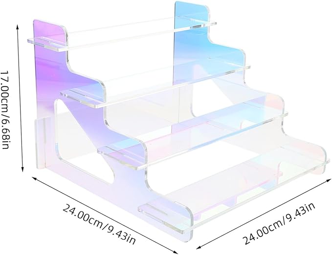 Iridescent Acrylic Display Risers Stand Perfume Dessert and Cosmetic Organizer Desktop Display Shelf