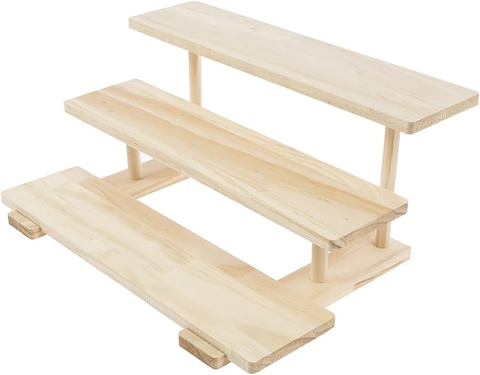 3 Tier Wooden Cupcake Stand, Wooden Cologne Organizer, Dessert Table Display Set, Perfume Display Riser Stand, Makeup Organizer for Vanity, Food Display Stands for Party, 15.8x10.24x7in