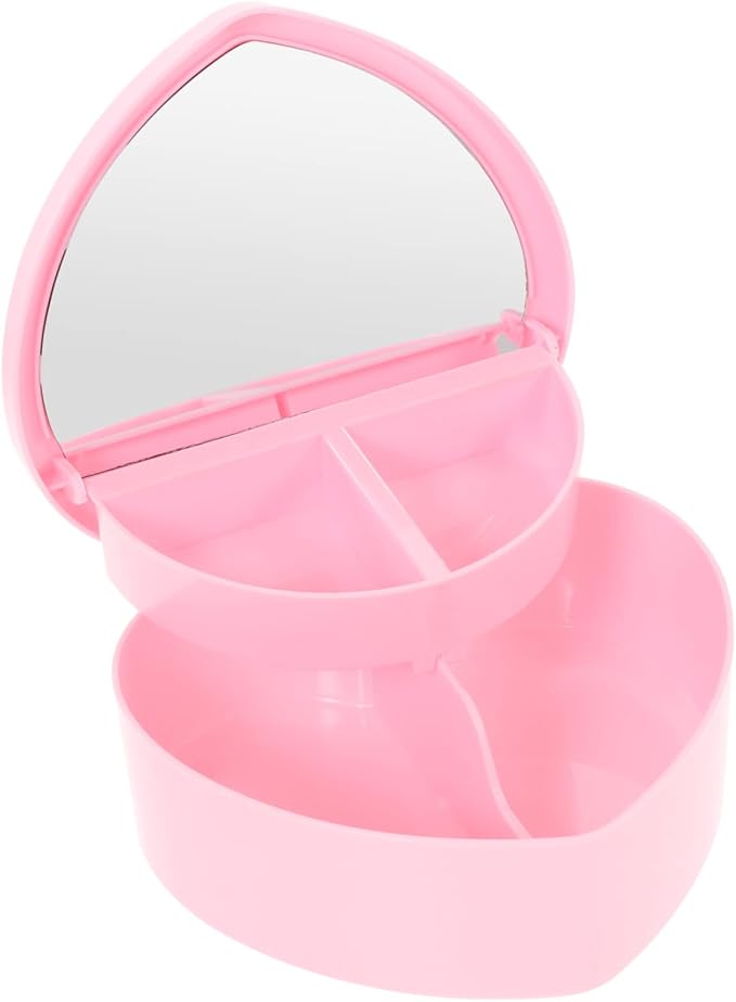 BESPORTBLE DIY Cartoon Jewelry Storage Box for Girls Plastic Makeup Organizer Dividers Cute Accessories Container for Boys and Girls Pink