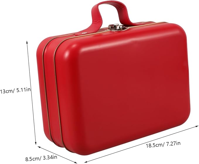Mobestech Mini Suitcase Storage Box Red Handbag-style for Boys and Girls Toys Makeup and Jewelry Compact and Portable Organizer for Travel and Outdoor Use