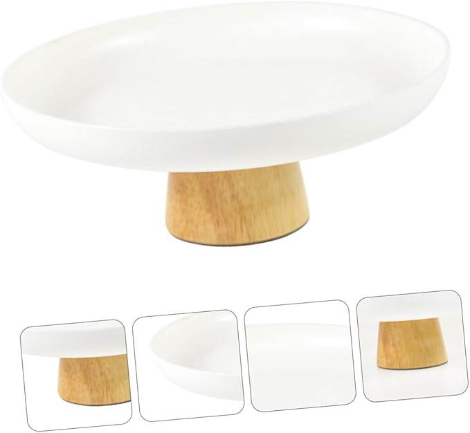 PartyKindom Cute Makeup Organizer Jewelry Display Tray Art Supply Storage Round Desktop Tray Abs Bamboo Material