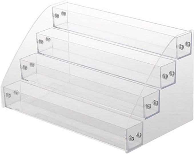 Acrylic Risers Display Stands, 12 Inch 4 Tier Clear Acrylic Shelves, Perfume Stand Organizer for Figurine Display, Makeup, Toys, Cupcake.