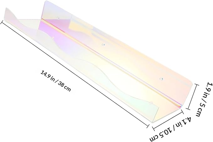 Ipetboom Colorful Iridescent Acrylic Wall Shelf for Perfume and Nail Polish Storage, Floating Makeup Organizer Rack for Bedroom and Bathroom Display