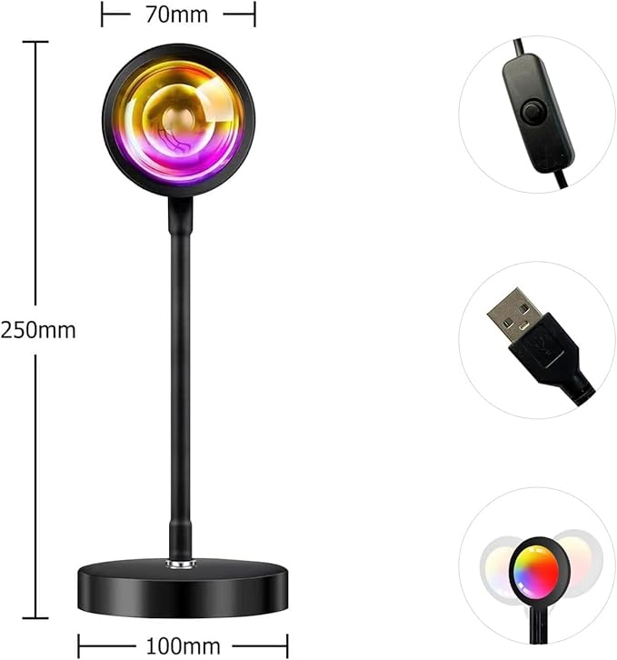Sunset Lamp Projector,Sunset Lamp,LED Sunset Light,16 Colors Changing Projector LED Lights Floor Lamp Room Decor Night Light for Party Bedroom Decor,Sunlight Lamp Rainbow Night Light Projector