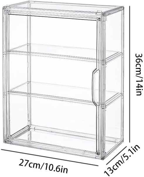 Transparent Acrylic Cosmetic Display Case with Magnetic Door - Stackable Makeup Storage Organizer for Skincare, Perfumes, Jewelry & Collectibles - Dust-Proof Clear Storage Box