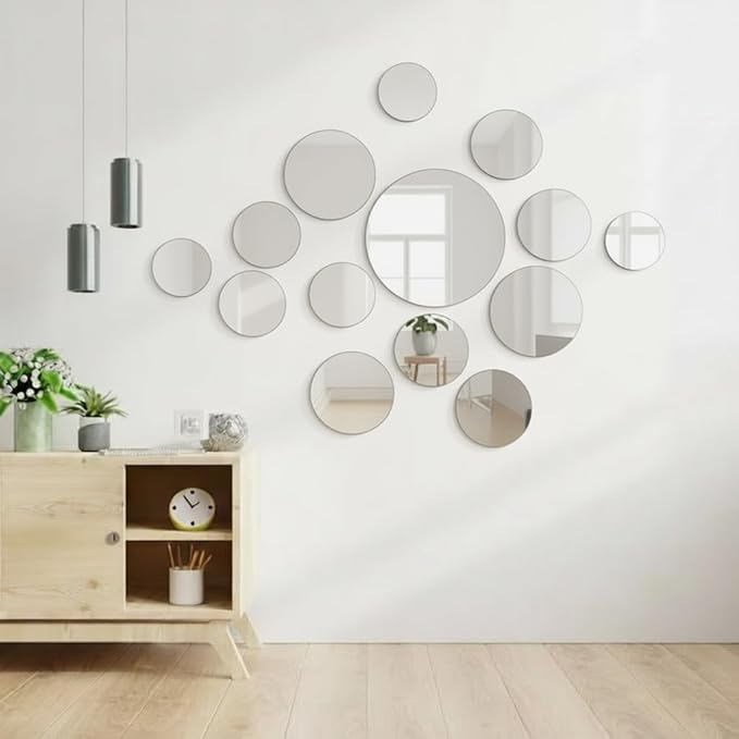 Set of 24 Round Mirrors for Centerpieces, 12 Inch Silvery Acrylic Mirrors Candle Plate Circle Mirror Trays for Wedding Party Home Mirror Centerpieces for Table