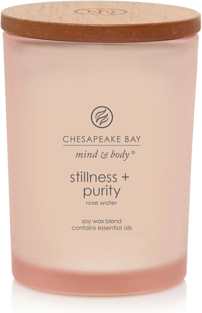 Chesapeake Bay Candle Scented Candle Stillness + Purity (Rose Water) Medium Jar 8 Ounce Home Décor