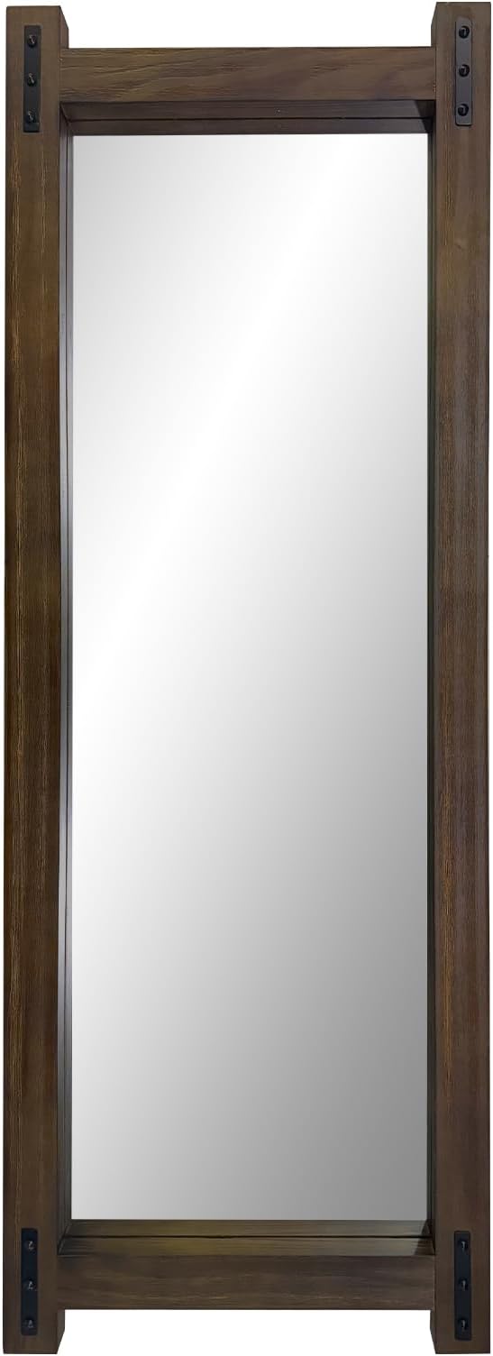 Full Length Mirror with Wood Frame ，60" x 21" Standing Full Body Floor Wall Mounted Hanging Mirror for Bedroom, Living Room，Cloakroom