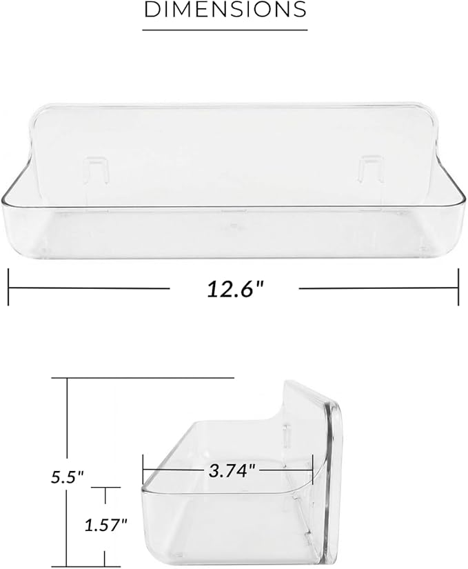 No-Drill Acrylic Shower Caddy – Wall Mounted Bathroom Shelf with Drain Holes, Strong Adhesive, Large Capacity for Shower, Kitchen, RV – Sandra Series