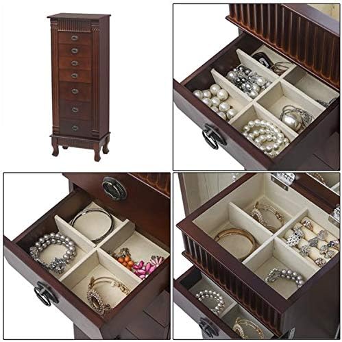 Business Gifts - 37.5 x 23 x 98)cm (L x W x H）MDF 7 drawers Fantastic Jewelry Armoire Cabinet Jewelry Cabinet Armoire Cambered Front Storage Chest Stand Organizer ewelry Armoire Cabinet Makeup Mirror
