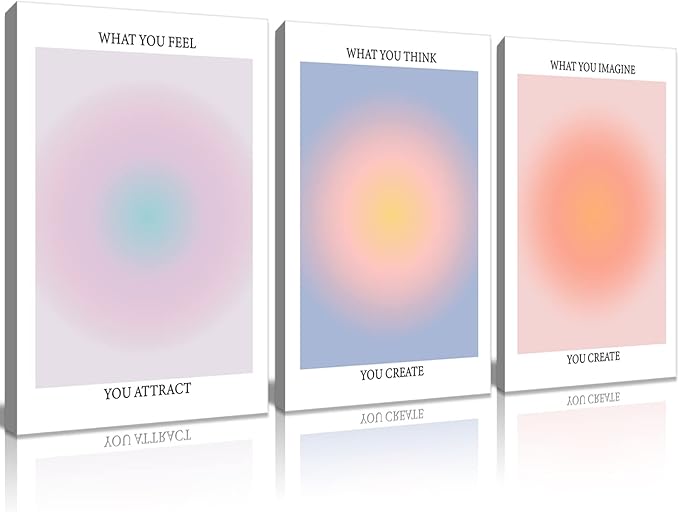 Framed 3 Color Abstract Wall Art Poster Room Aesthetics Spiritual Spiritual Gradual Affirmation Canvas Wall Decoration Positive Energy Inspirational Wall Art Bathroom Living Room Apartment 16x24Inch
