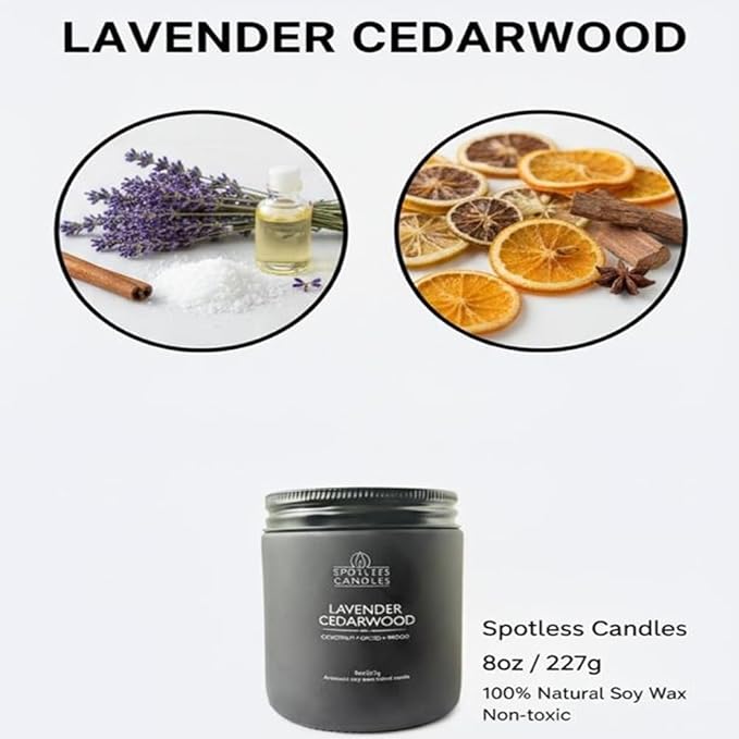 Mens Candle 2 x 8oz Pack Smoked Vanilla and Lavender Cedarwood Scents