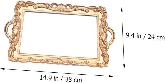 LIFKOME Vintage Gold Rectangular Mirror Tray Decorative Makeup Organizer Cosmetic Storage Plate for Vanity Room Decor and Jewelry Display