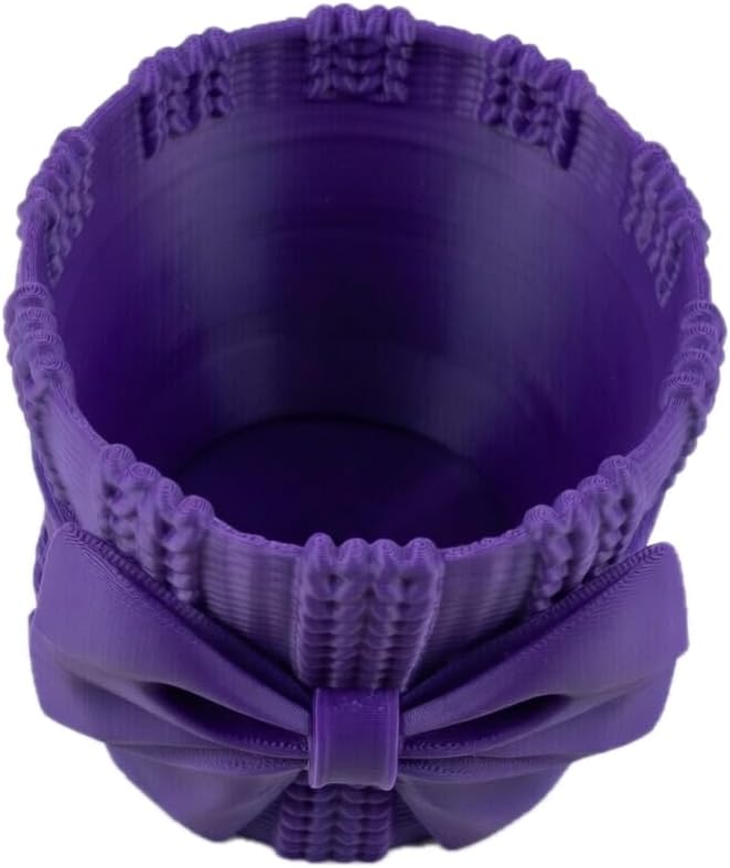 Knitted Bowknot Makeup Brush Holder, Cute Bow Vase, Pen Organizer for Kitchen, Bathroom or Office (Purple)