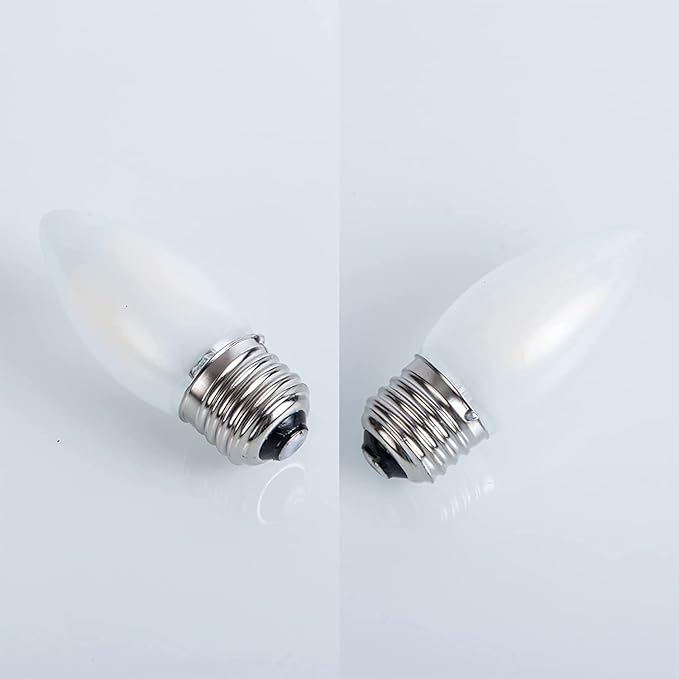 E26 Candelabra Light Bulbs Frosted Chandelier Light Bulbs 25watt Equivalent 2700K Warm White B11 Torpedo Tip Dimmable 2W LED Decorative Candle Light Bulbs (6)