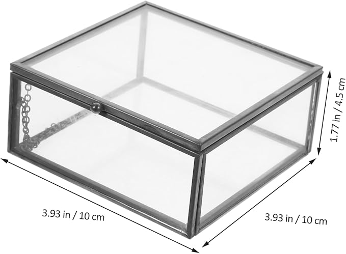 Clear Glass Jewelry Organizer Portable Jewelry Case with Alloy Frame Elegant Lipstick Storage and Cosmetic Holder for Women Birthdays Christmas and Special Occasions