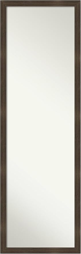 Amanti Art Brown Full Length Mirror for Door, 50x16 Woodgrain Stripe Chocolate Tall Wall Mirror Full Length, Mounted to Door or Closet Wall with no Visible Brackets, Casual Wood Frame, Bedroom Decor