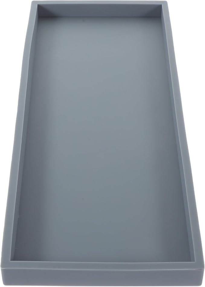 Silicone Vanity Tray Large Gray, Bathroom Countertop Storage Plate for Makeup, Keys, Jewelry Organizer, Non-Slip Decorative Tray for Shower and Vanity Table