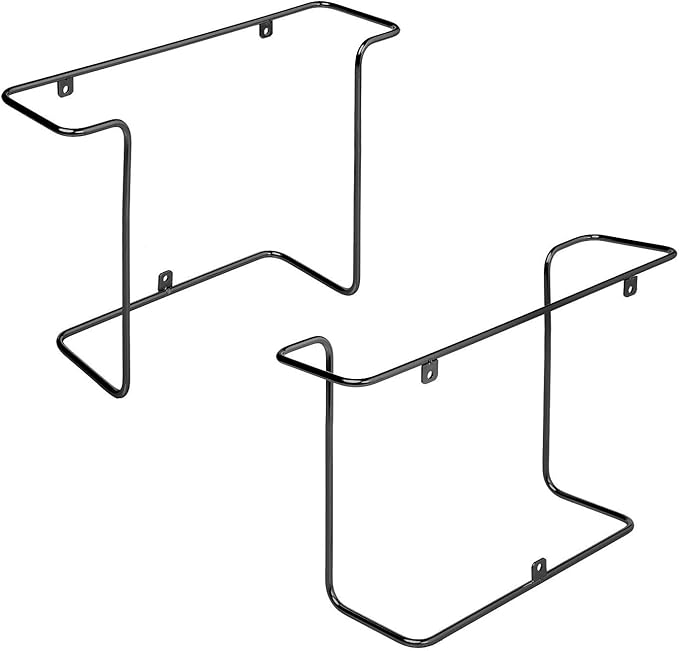 MyGift 2-Pack Vinyl Wall Mount Holder - Floating Record Shelf for Vinyl Display, Black Metal Record Wall Display Shelves