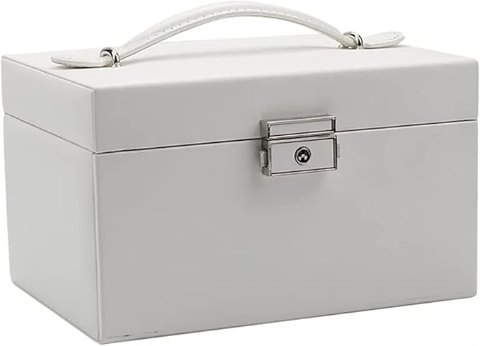 Multifunctional Ring,Leather Jewelry Box Organizer, Necklace, and Makeup Display Case, Large Jewelry Storage Box for Rings, Earrings, Bracelets, and Cuffs, 13.5x18.3x11.5cm