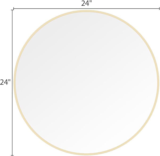 WallBeyond 24 inch Round Mirror Gold Circle Wall Mirror for Bathroom with Metal Framed, Round Wall Mirror for Wall Decor, Vanity, Entryway Living Room