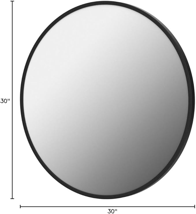 Itrue 30 Inch Round Wall Mirror, Brushed Black Metal Frame Circle Bathroom Vanity Mirror, Silver-Backed HD Glass Decorative Mirror for Over Sink, Bathroom, Living Room, Bedroom, Entryway