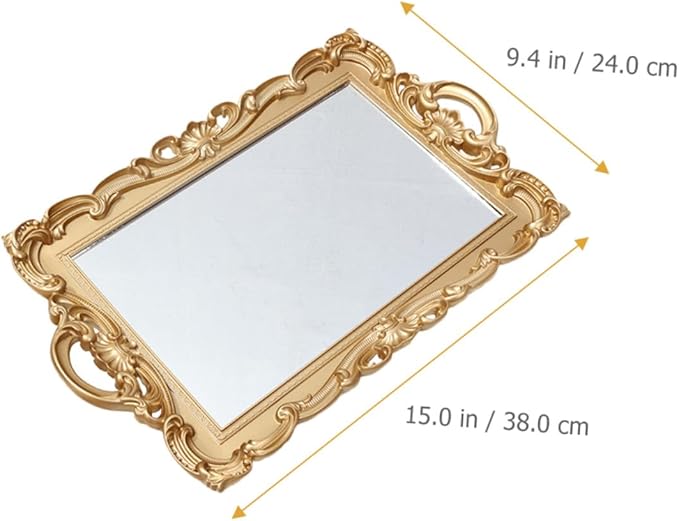 Abaodam Perfume Tray Mirror Plate Vanity Tray Decorative Makeup Organizer for Dresser Countertop Bathroom Storage